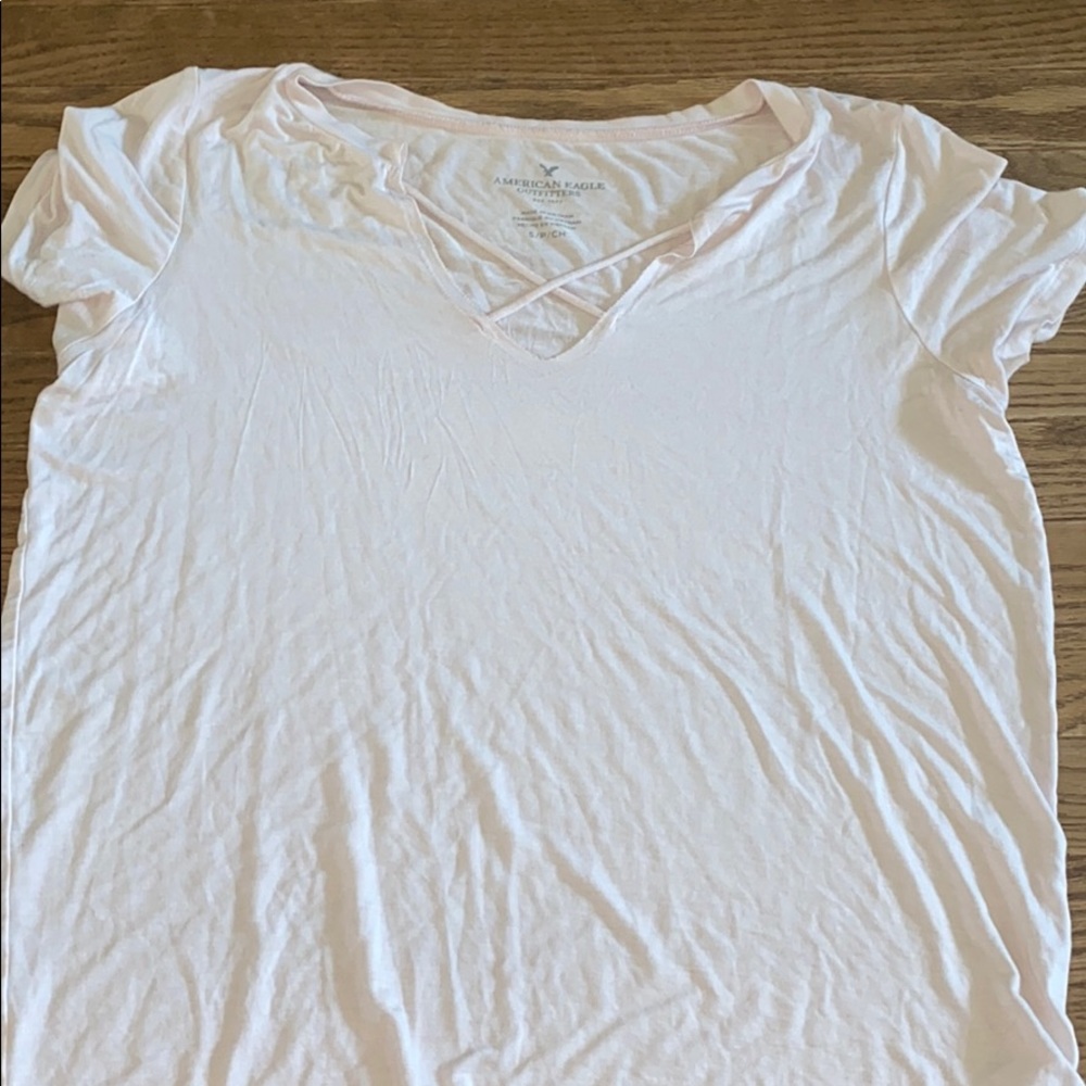 American Eagle Light Pink Cross top